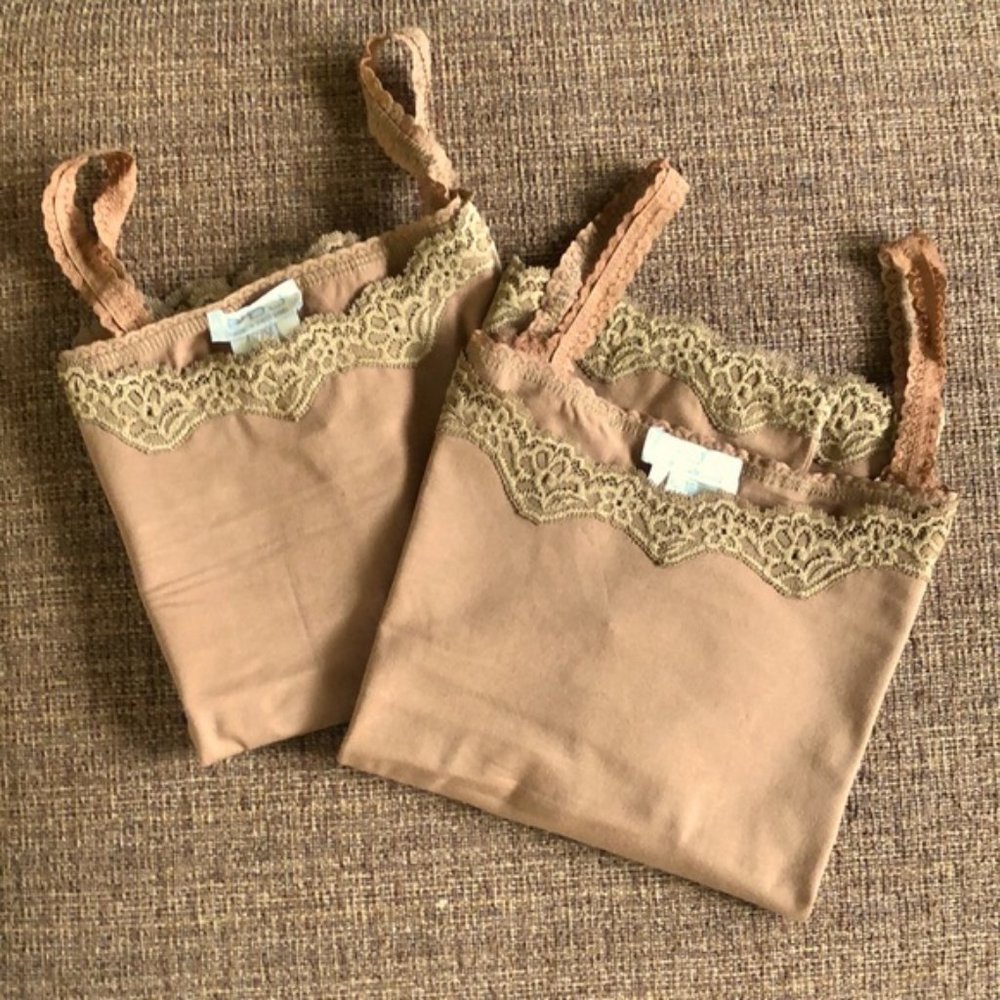 Lace Trim Tan Tank Top - Picture 6 of 6